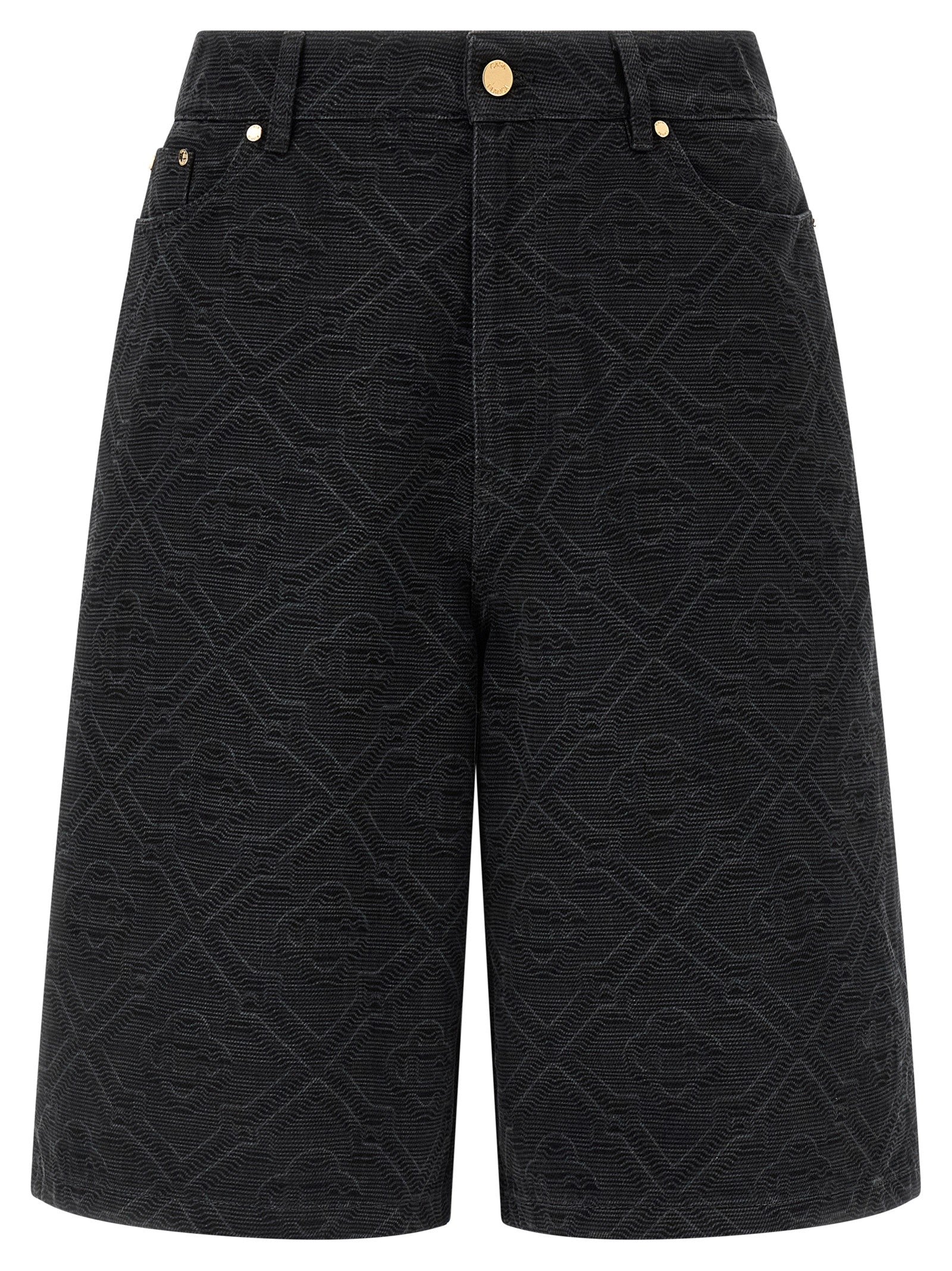 Casablanca Laser Monogram Denim Bermuda Shorts Black