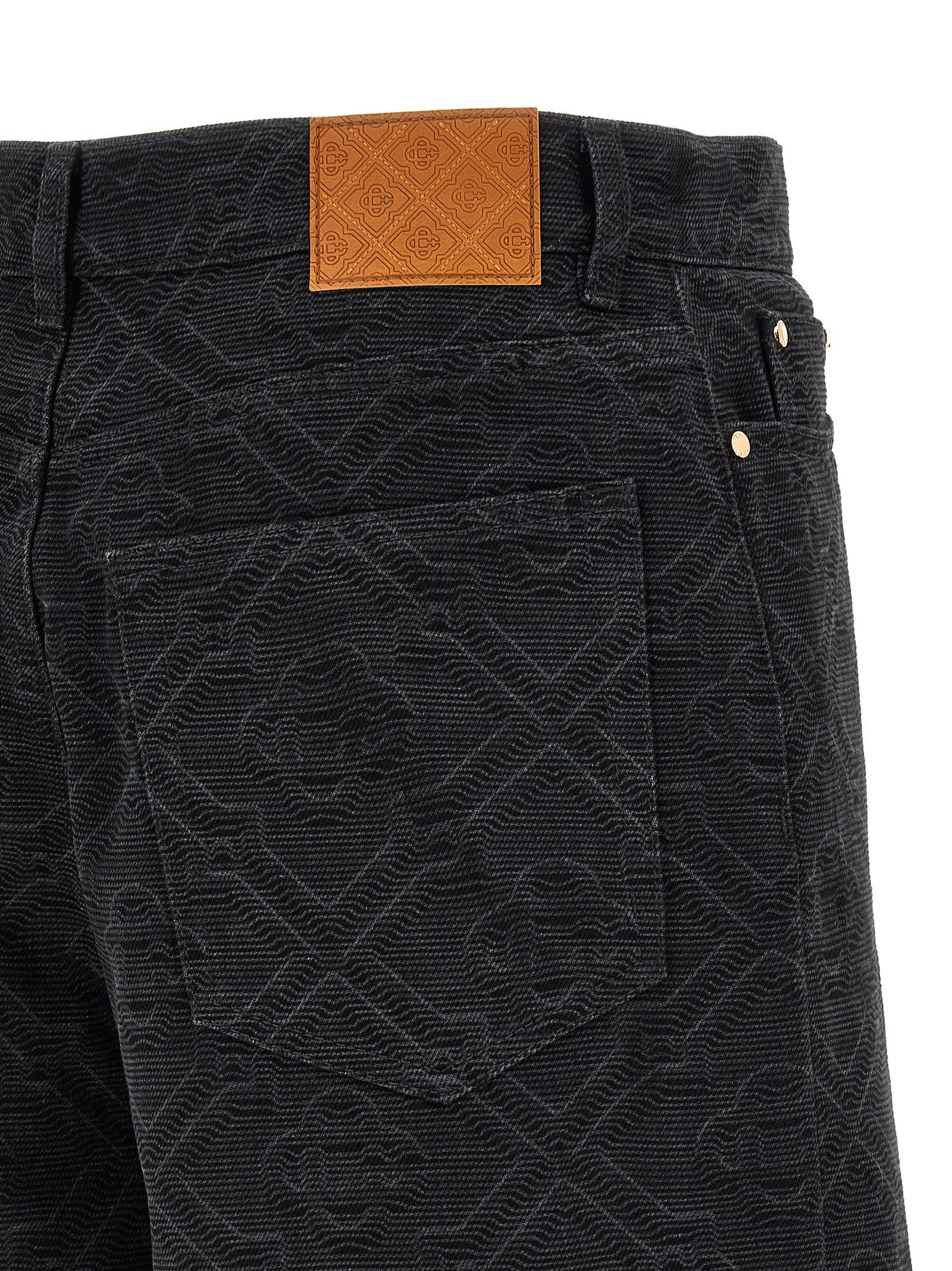 Casablanca Laser Monogram Denim Bermuda Shorts Black