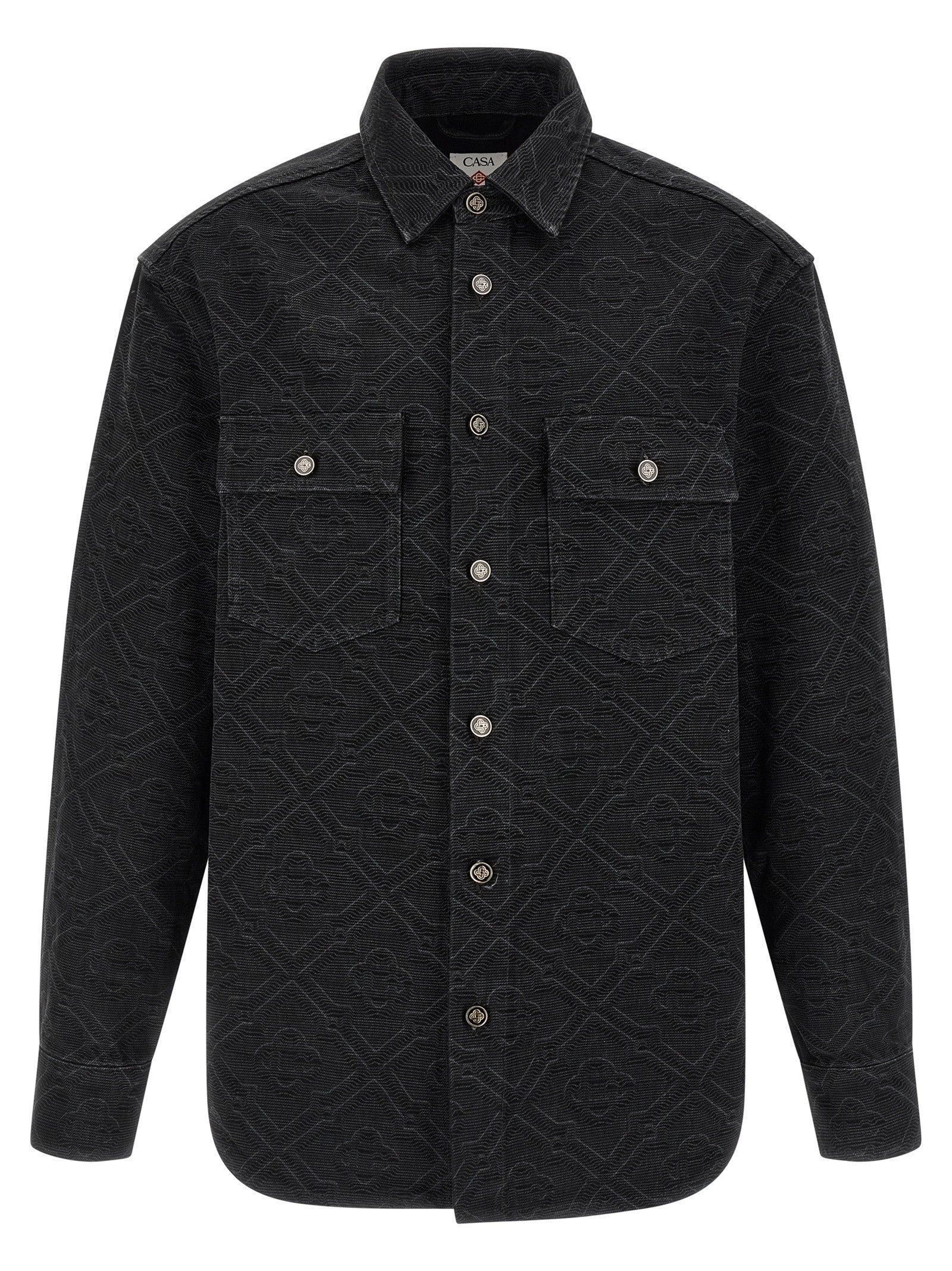 Casablanca Laser Monogram Denim Overshirt Black