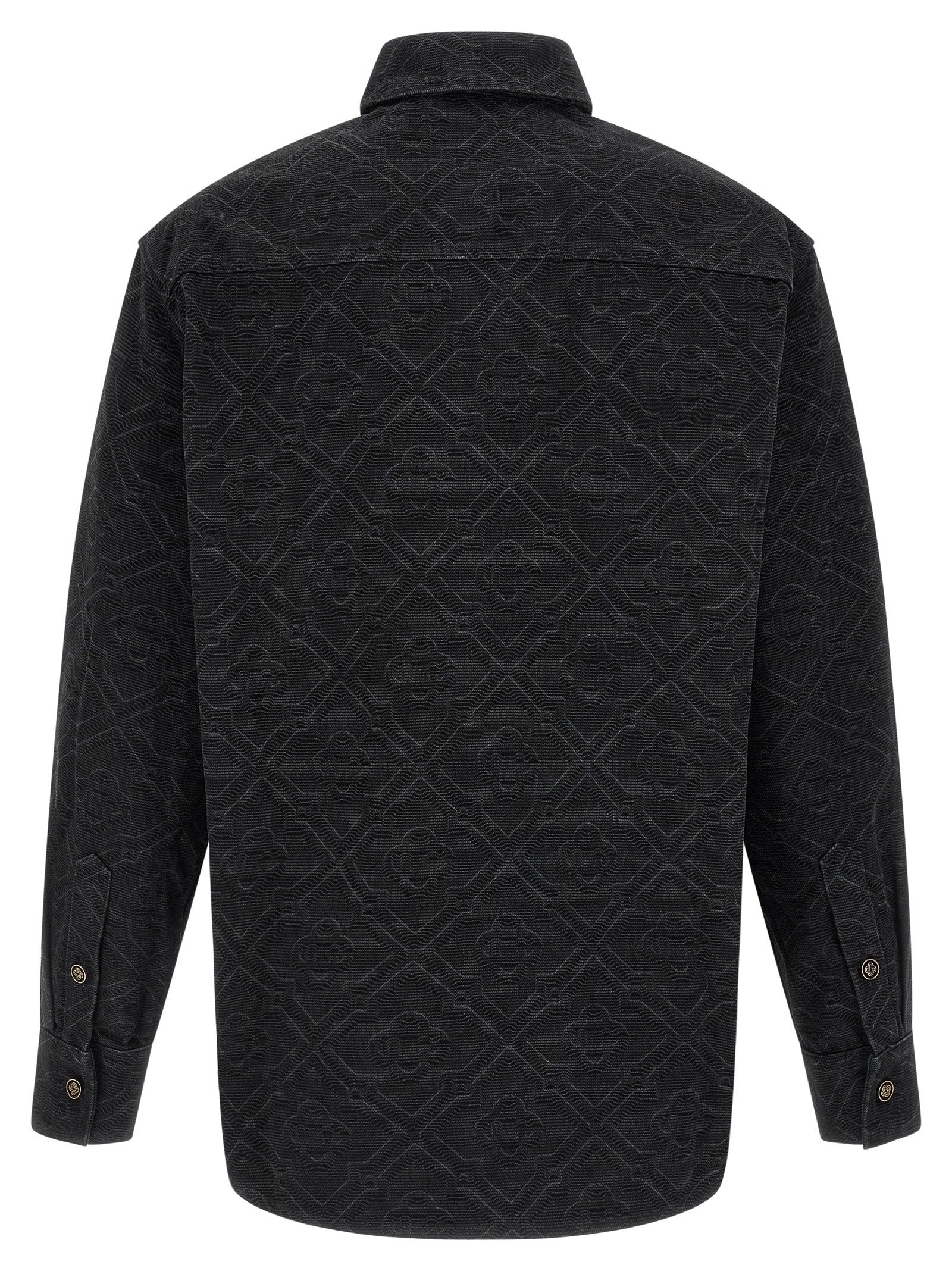 Casablanca Laser Monogram Denim Overshirt Black