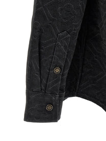 Casablanca Laser Monogram Denim Overshirt Black