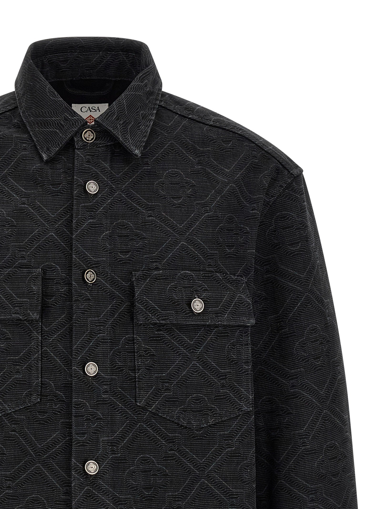 Casablanca Laser Monogram Denim Overshirt Black