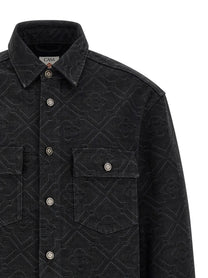 Casablanca Laser Monogram Denim Overshirt Black