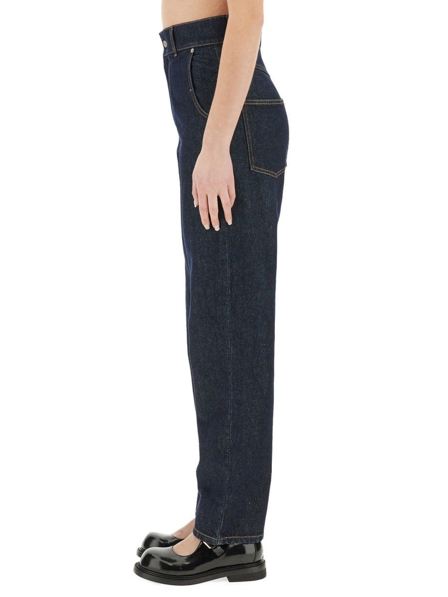 Moschino Women's Laurel Crown Patch Denim Pants Blue, view 4
