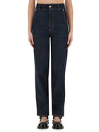 Moschino Women's Laurel Crown Patch Denim Pants Blue