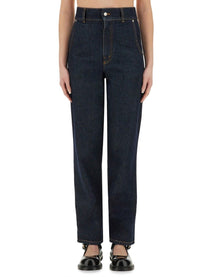 Moschino Women's Laurel Crown Patch Denim Pants Blue