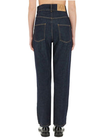 Moschino Women's Laurel Crown Patch Denim Pants Blue