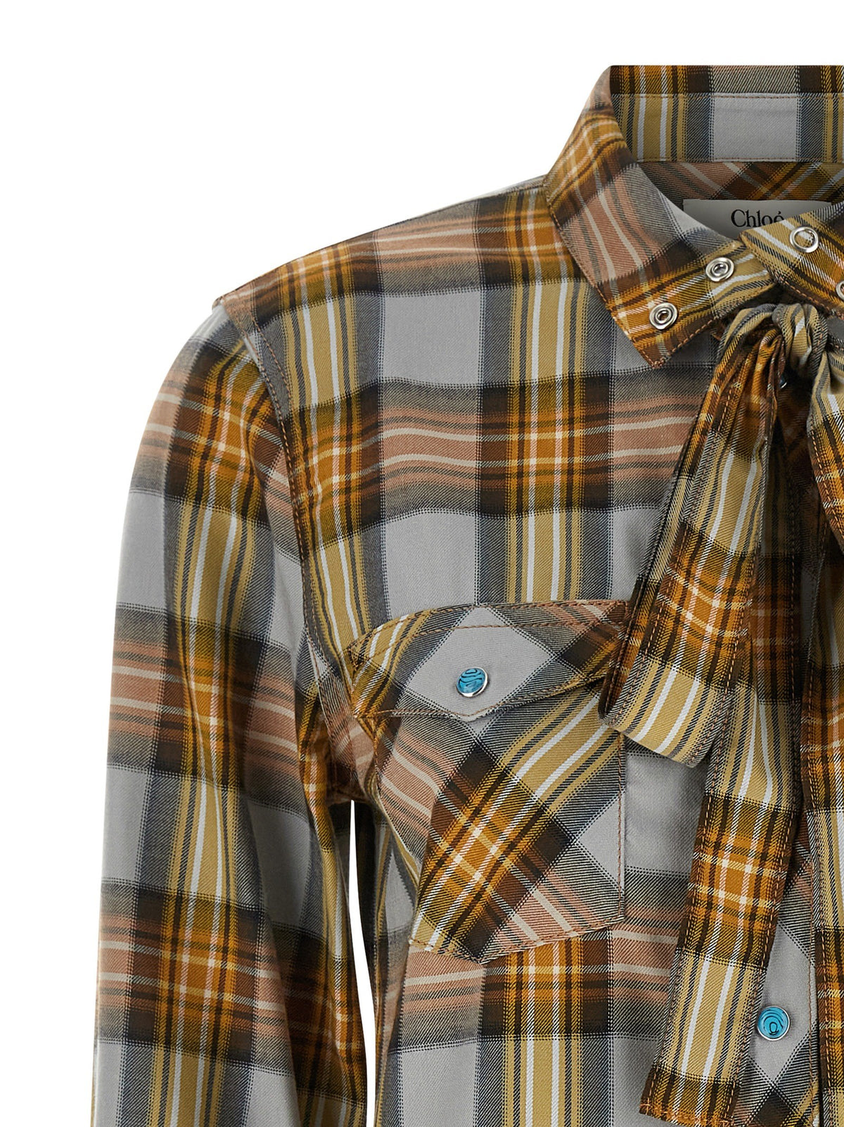 Chloé Lavaglière Checked Shirt Gold