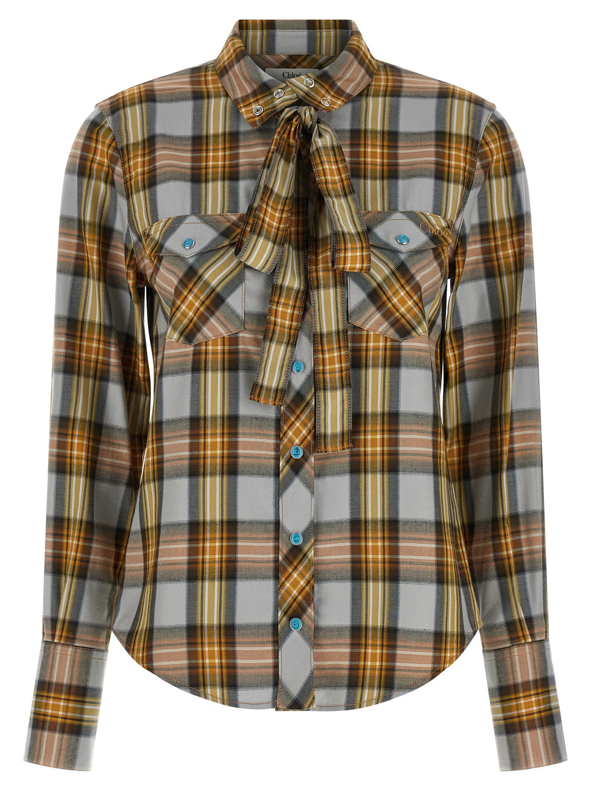 Chloé Lavaglière Checked Shirt Gold