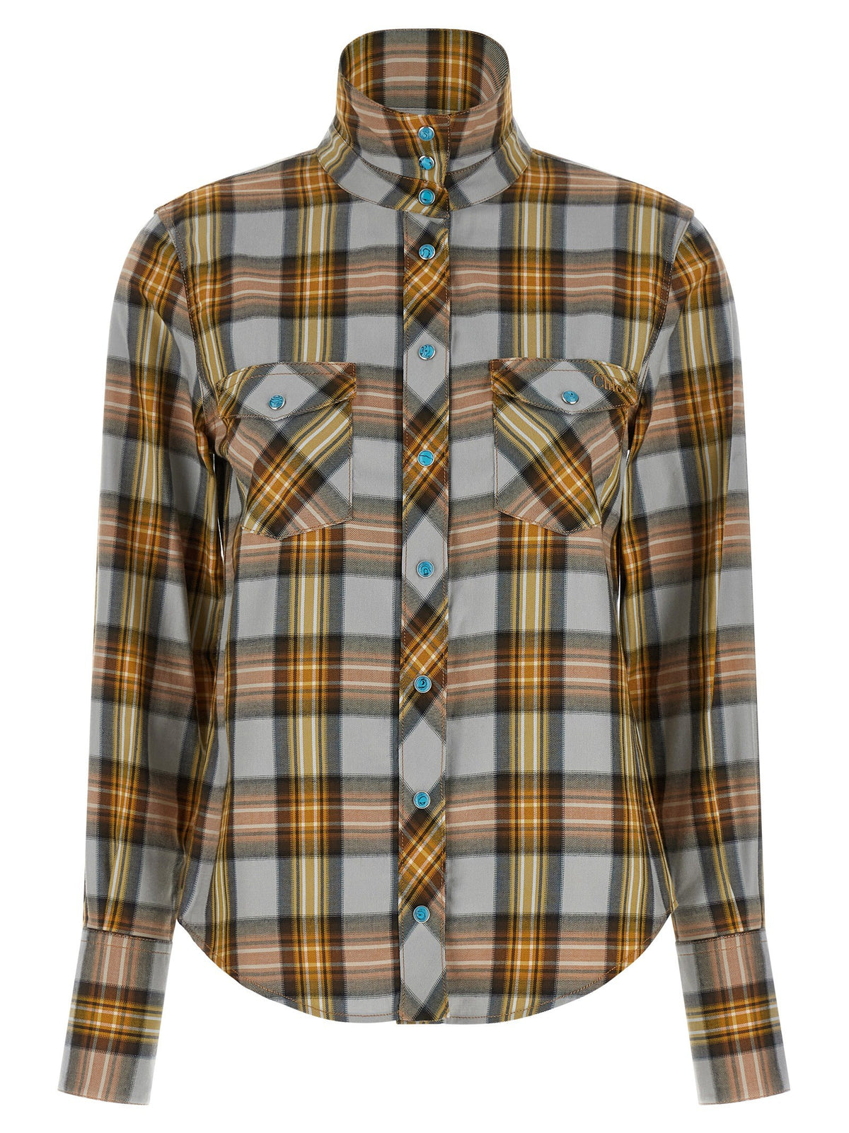 Chloé Lavaglière Checked Shirt Gold