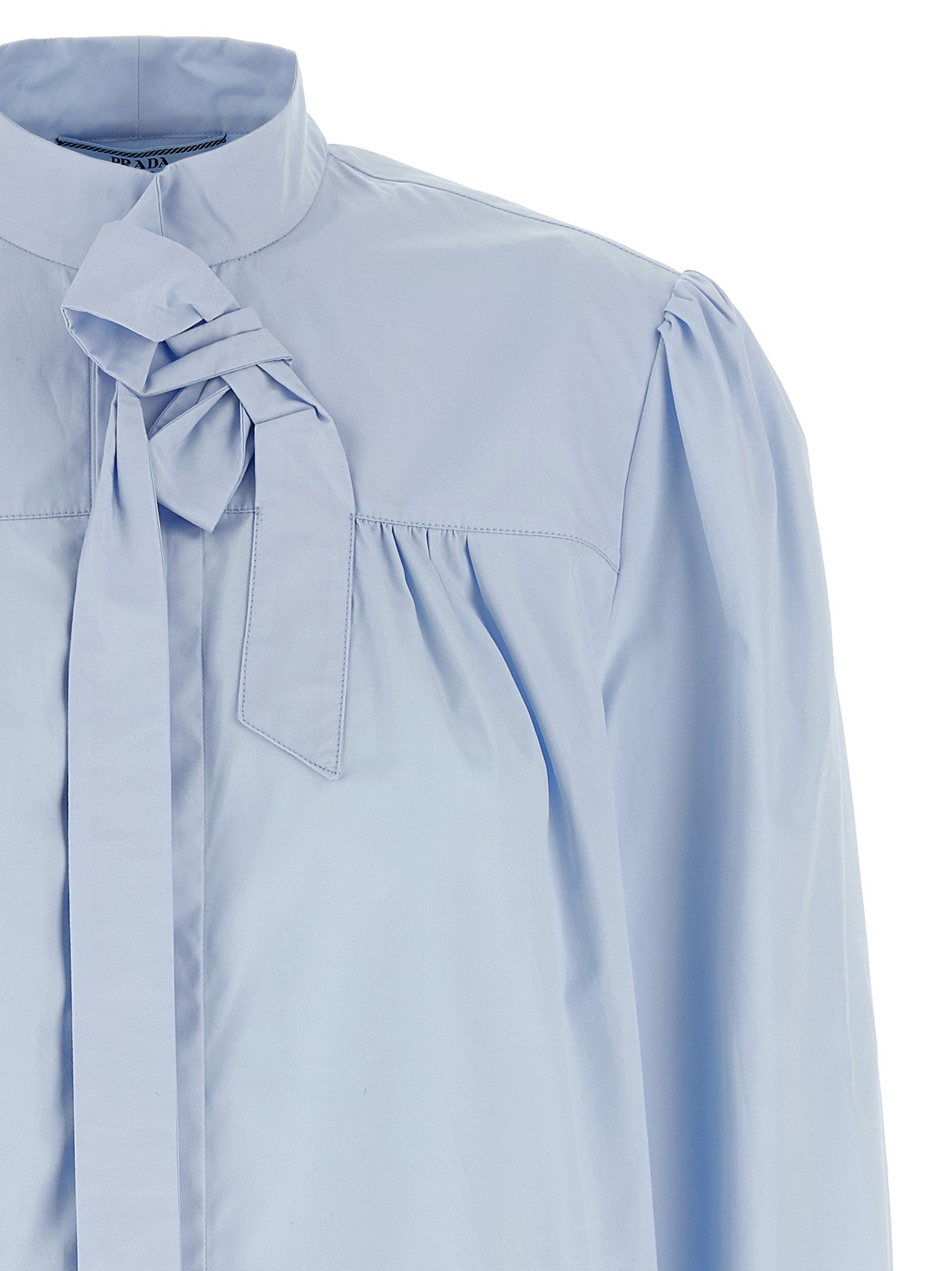PRADA Lavallière Collar Shirt Blue