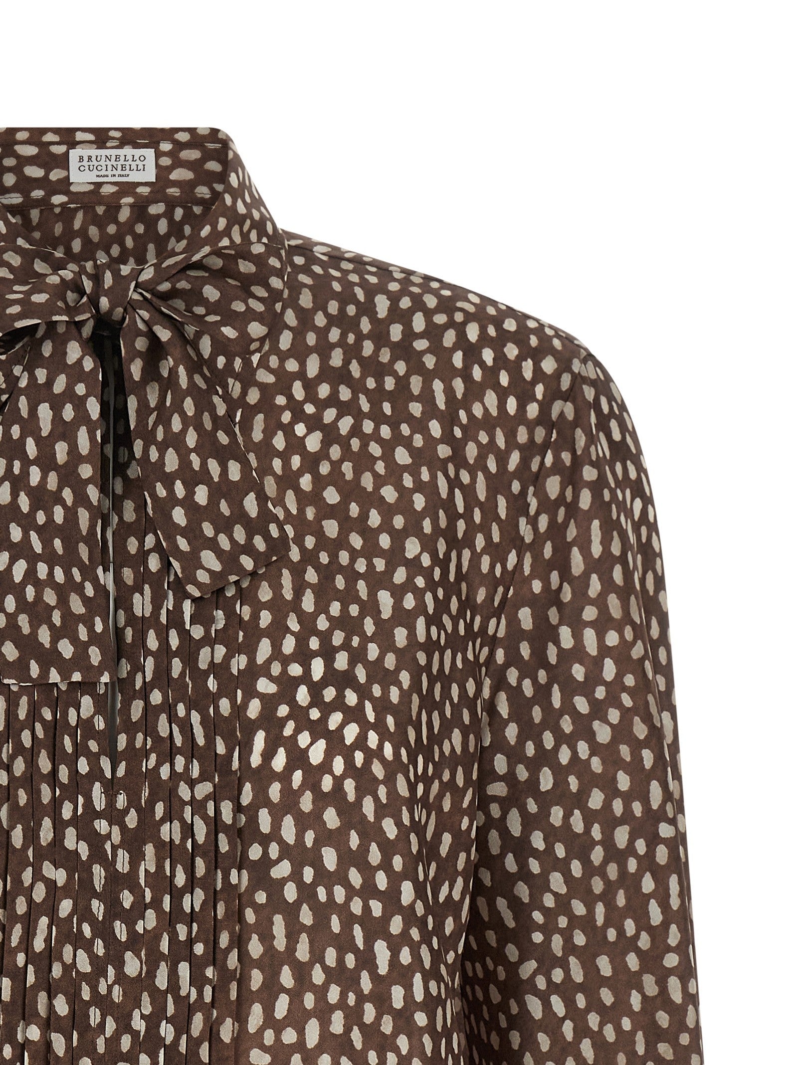 Brunello Cucinelli Lavallière Collar Shirt Brown
