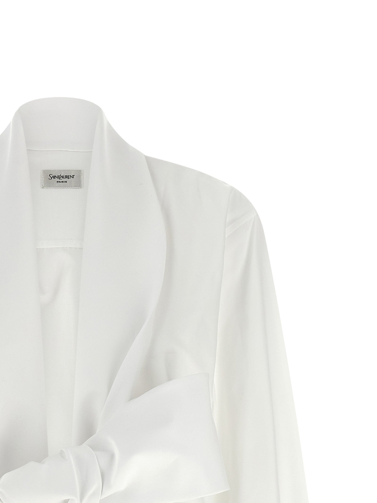 Saint Laurent Lavallière Collar Shirt White