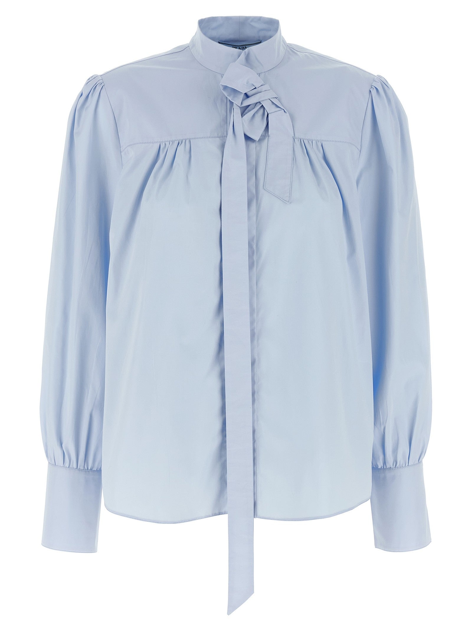 PRADA Lavallière Collar Shirt Blue