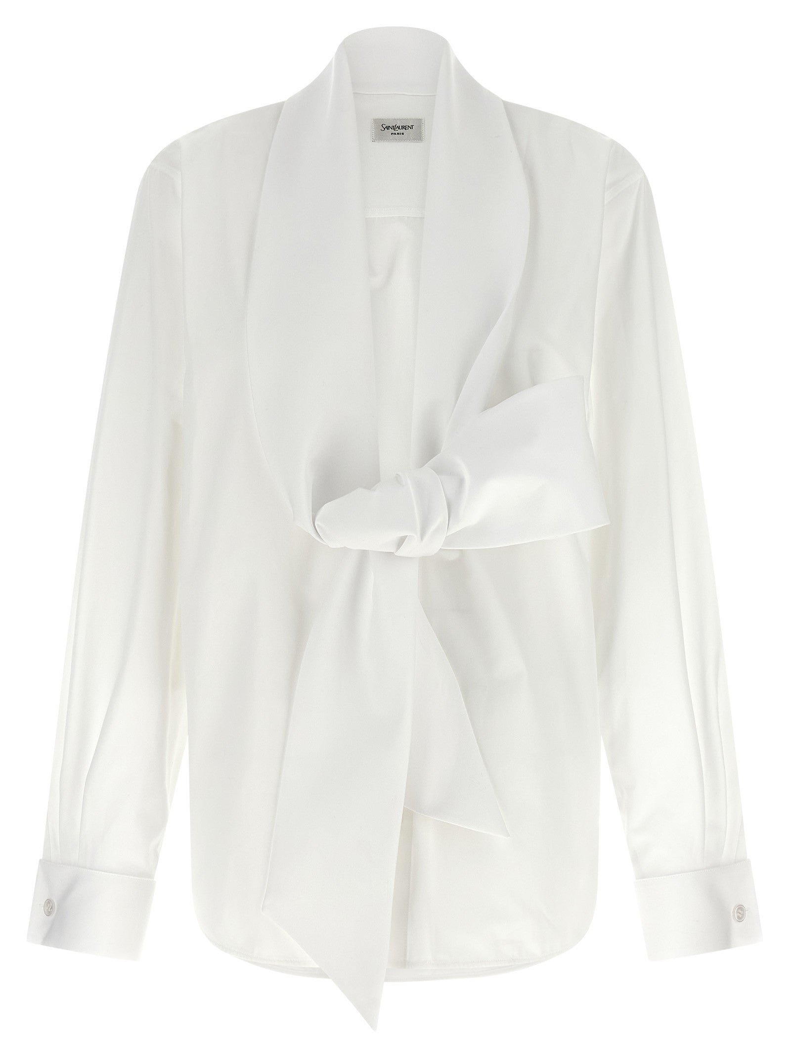 Saint Laurent Lavallière Collar Shirt White