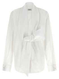 Saint Laurent Lavallière Collar Shirt White