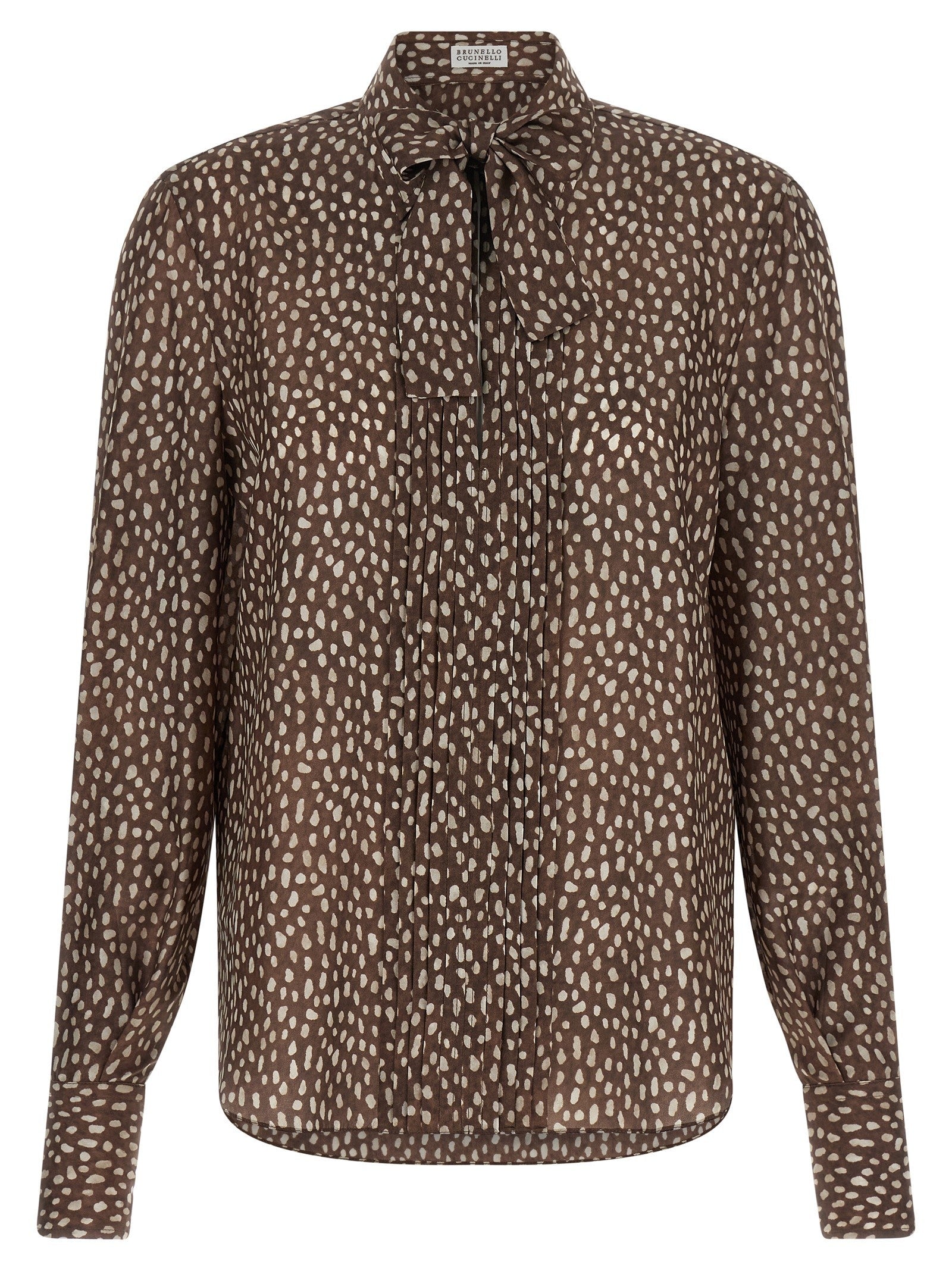 Brunello Cucinelli Lavallière Collar Shirt Brown
