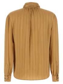Saint Laurent Lavallière Neck Blouse Beige, view 2