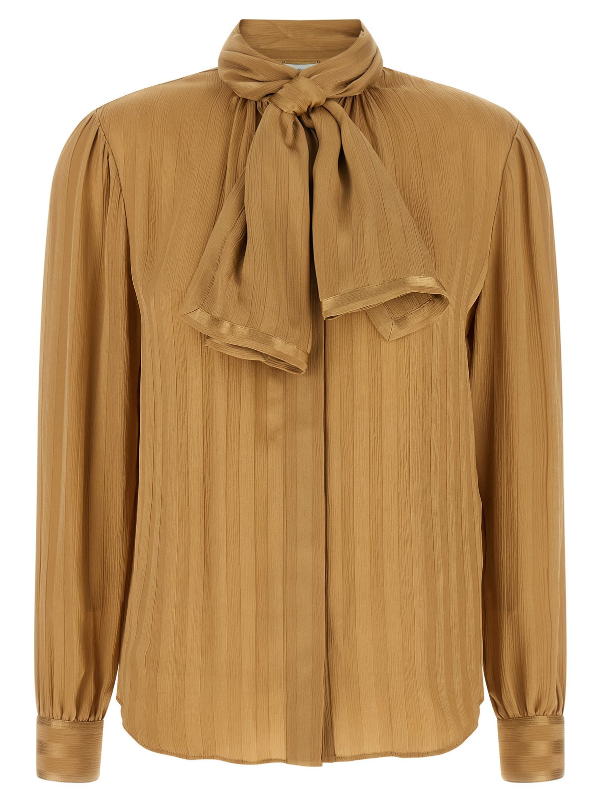 Saint Laurent Lavallière Neck Blouse Beige