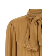 Saint Laurent Lavallière Neck Blouse Beige, view 3