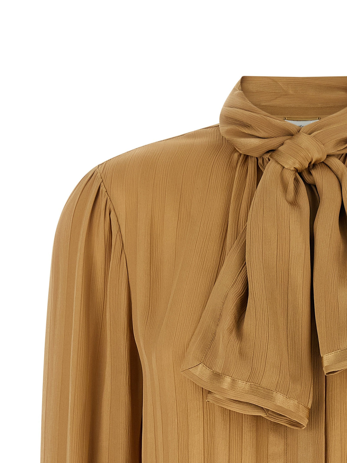 Saint Laurent Lavallière Neck Blouse Beige, view 3