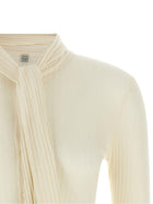 Toteme Lavallière Neck Cardigan White, view 3