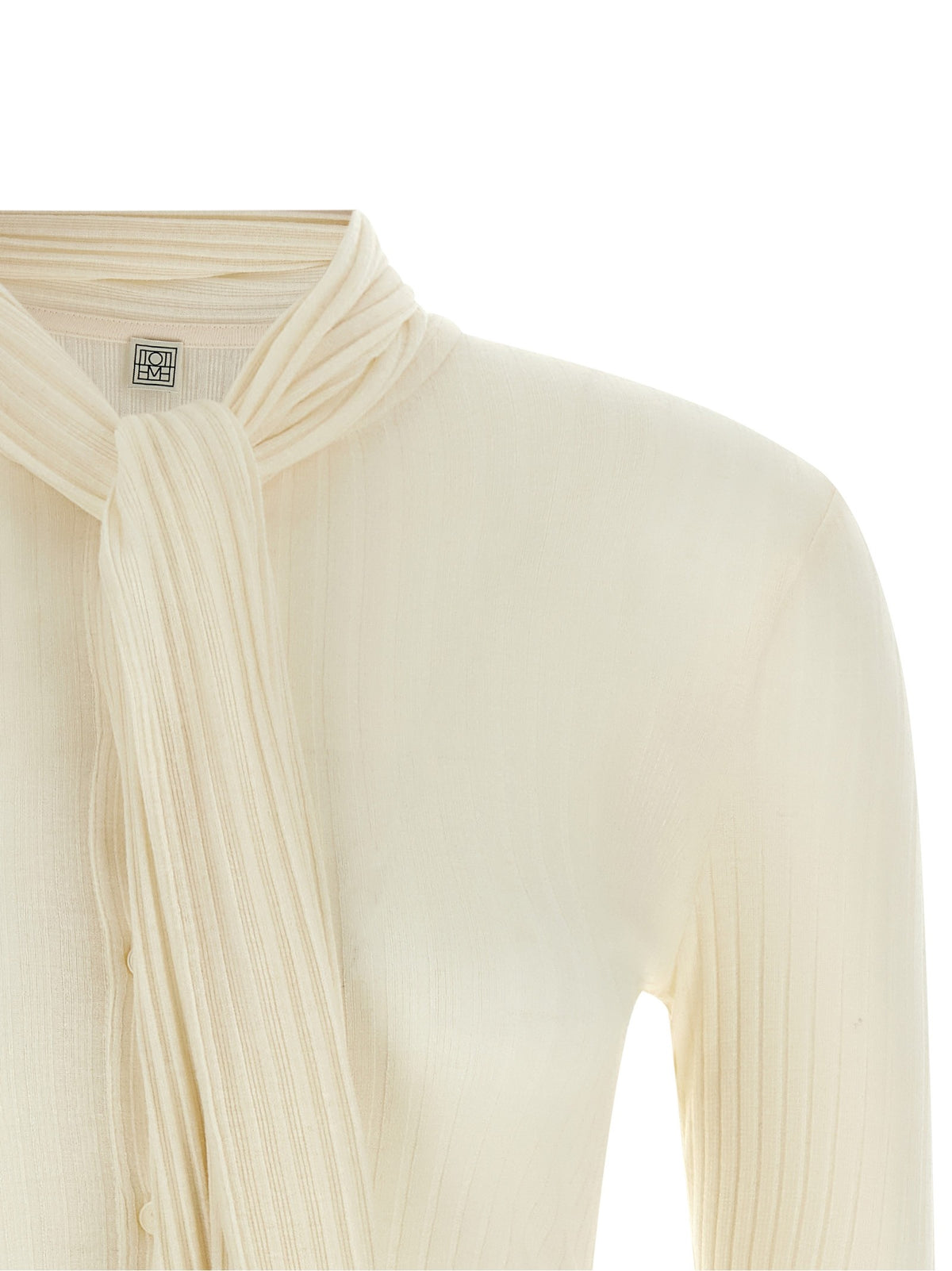 Toteme Lavallière Neck Cardigan White, view 3