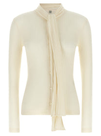Toteme Lavallière Neck Cardigan White
