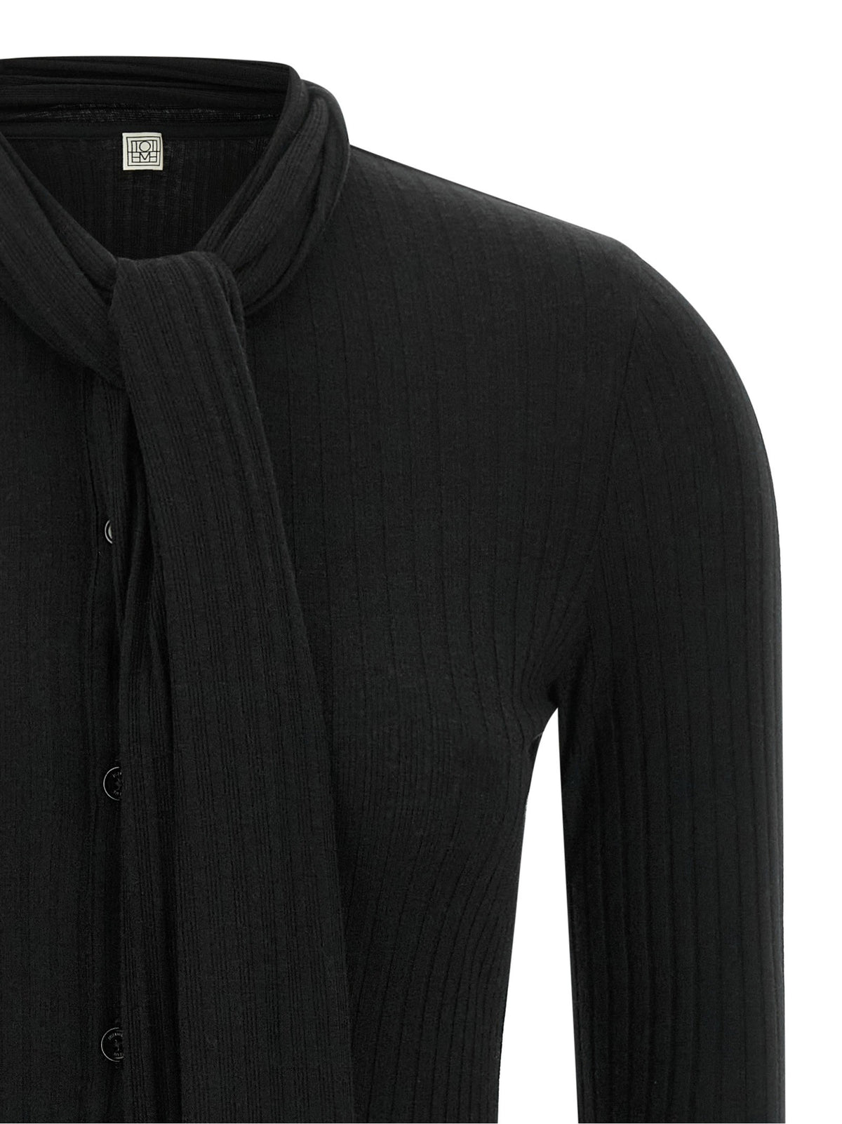 Toteme Lavallière Neck Cardigan Black, view 3