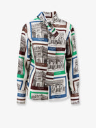 Celine Women's Lavalliere Printed Silk Shirt White