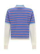 Guest In Residence Women's Layered Stripe Rugby Polo Shirt Blue, view 2