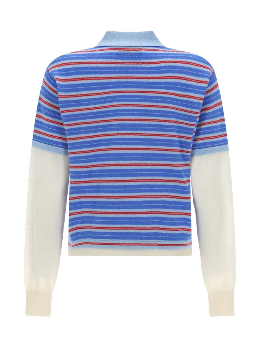 Guest In Residence Women's Layered Stripe Rugby Polo Shirt Blue