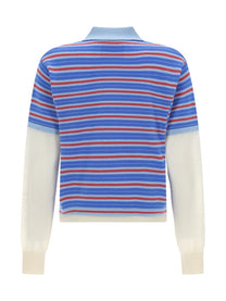 Guest In Residence Women's Layered Stripe Rugby Polo Shirt Blue