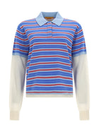 Guest In Residence Women's Layered Stripe Rugby Polo Shirt Blue