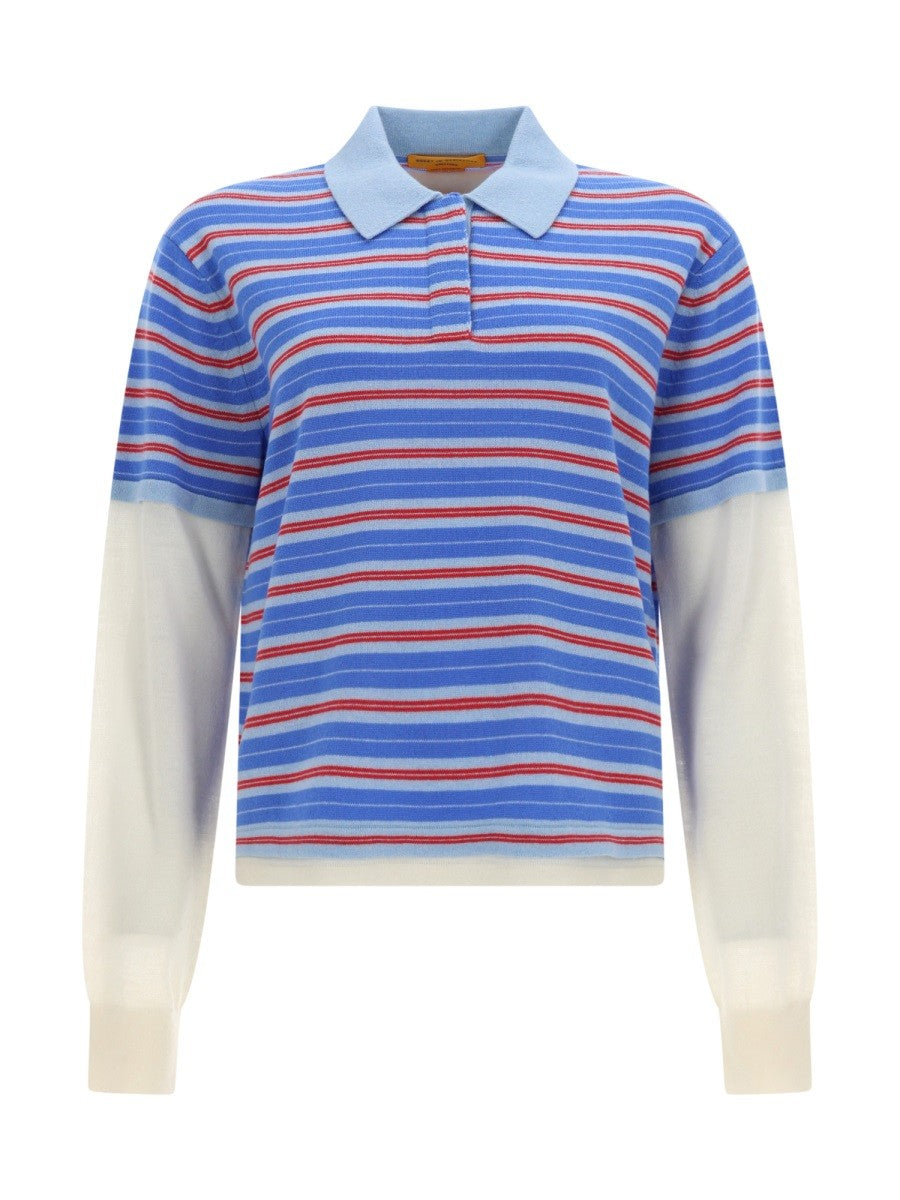 Guest In Residence Women's Layered Stripe Rugby Polo Shirt Blue
