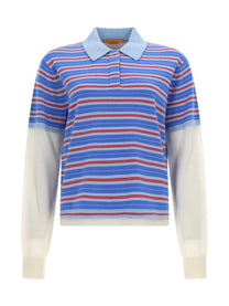 Guest In Residence Women's Layered Stripe Rugby Polo Shirt Blue