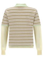 Guest In Residence Women's Layered Stripe Rugby Polo Shirt Green, view 2
