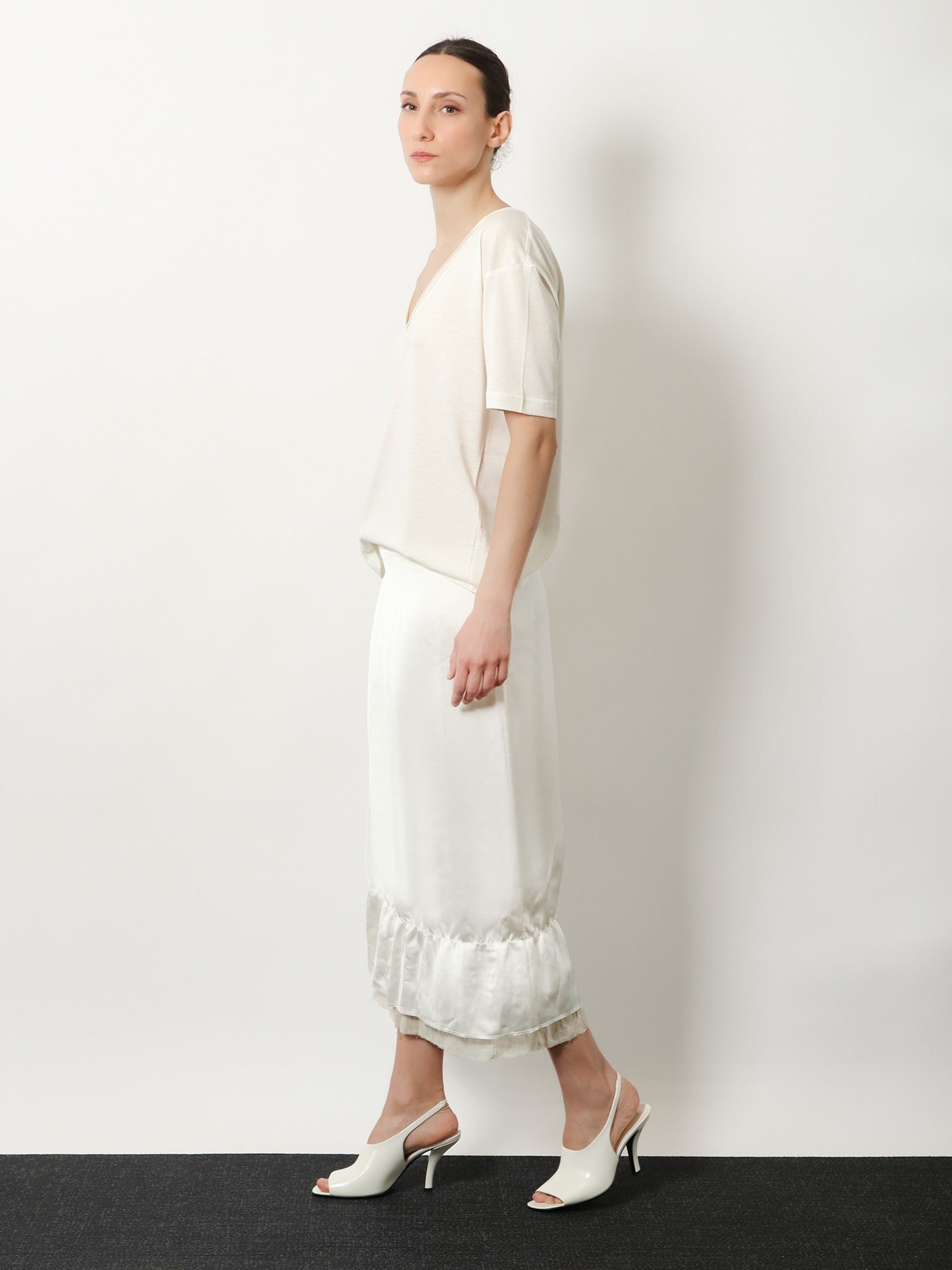 Toteme Women's Layered Viscose and Linen Blend Skirt White