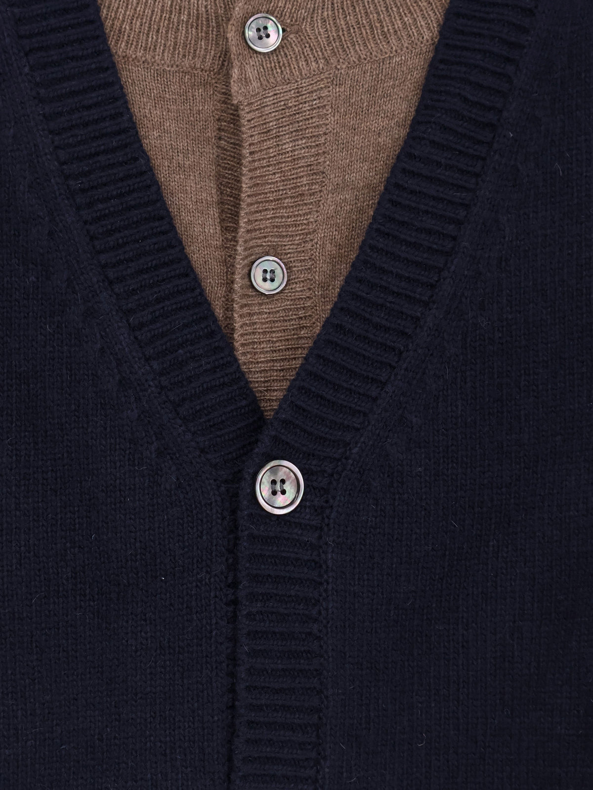 Tonywack Men's Layered Wool Blend Cardigan Beige