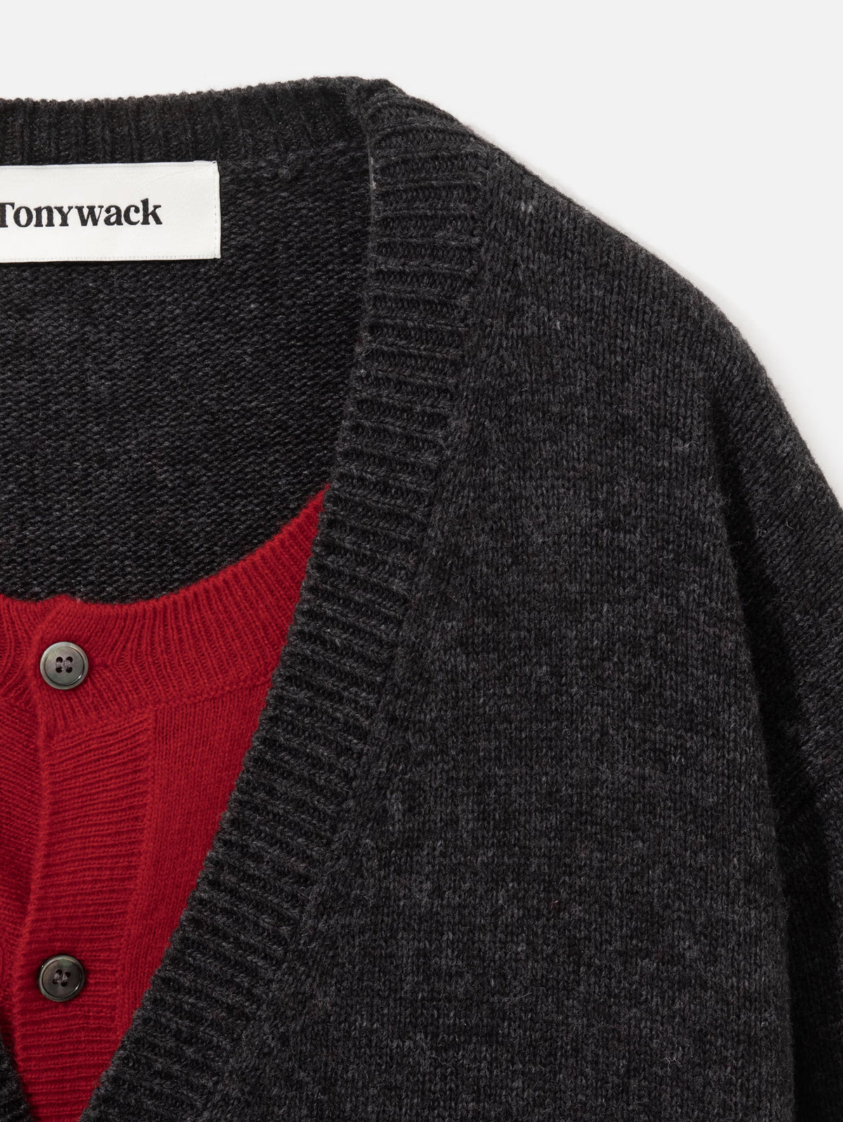 Tonywack Men's Layered Wool Blend Cardigan Grey, view 3