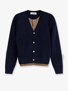Tonywack Men's Layered Wool Blend Cardigan Beige