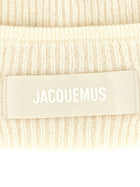JACQUEMUS Le Bonnet Gros Grain Beanie White, view 3