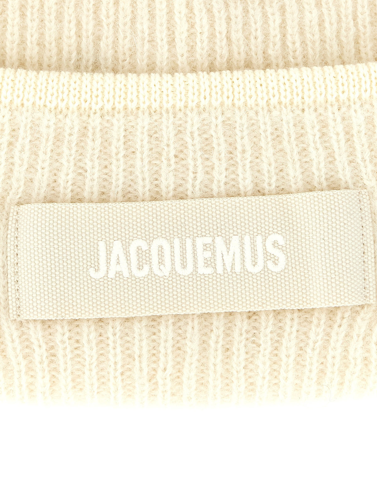 JACQUEMUS Le Bonnet Gros Grain Beanie White, view 3