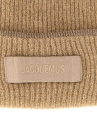 JACQUEMUS Le Bonnet Gros Grain Beanie Beige, view 3