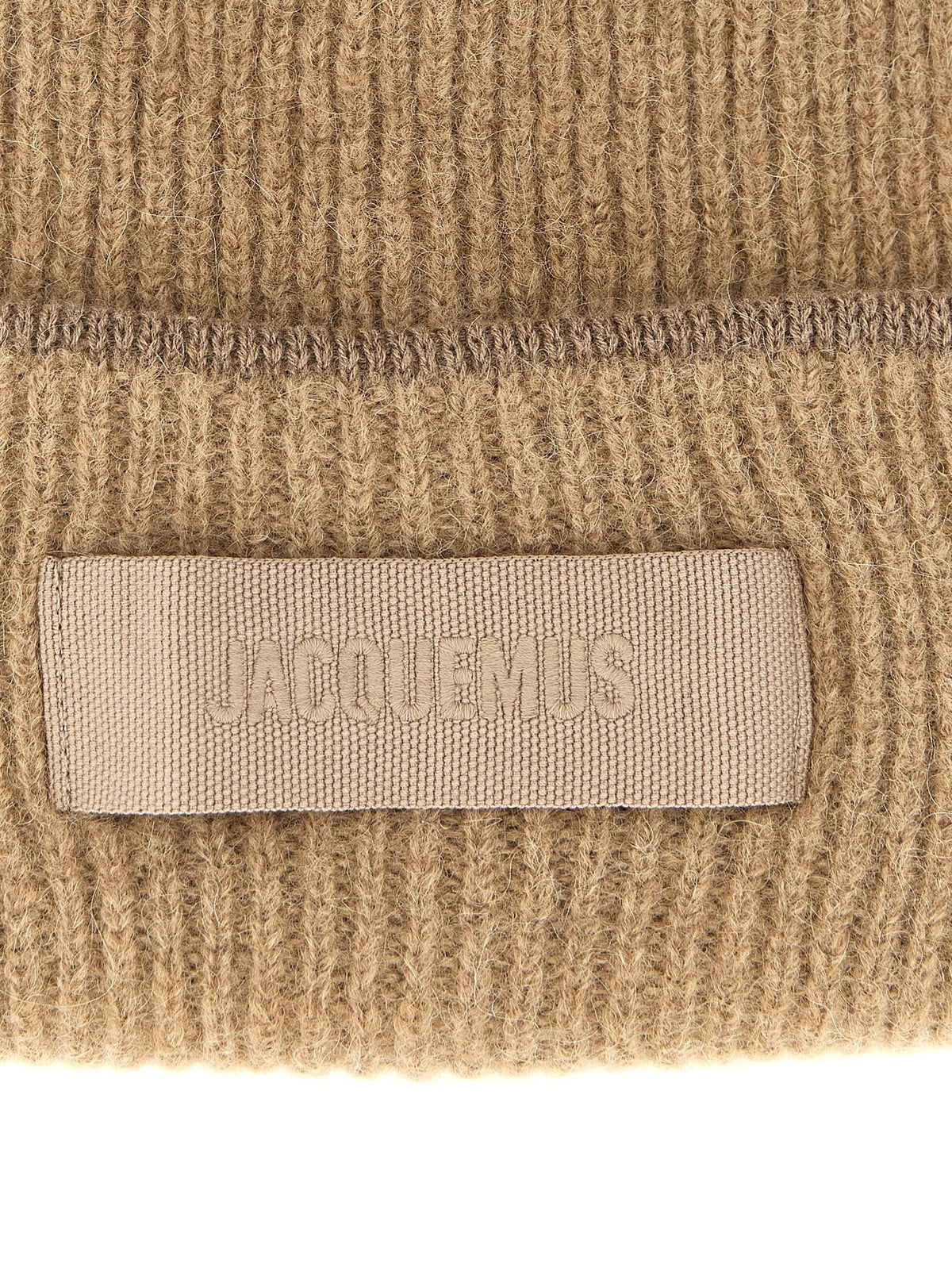 JACQUEMUS Le Bonnet Gros Grain Beanie Beige, view 3