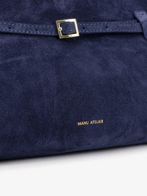 Manu Atelier Women's Le Cambon East West Suede Shoulder Bag Blue