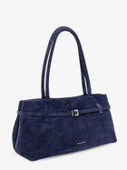 Manu Atelier Women's Le Cambon East West Suede Shoulder Bag Blue, view 3