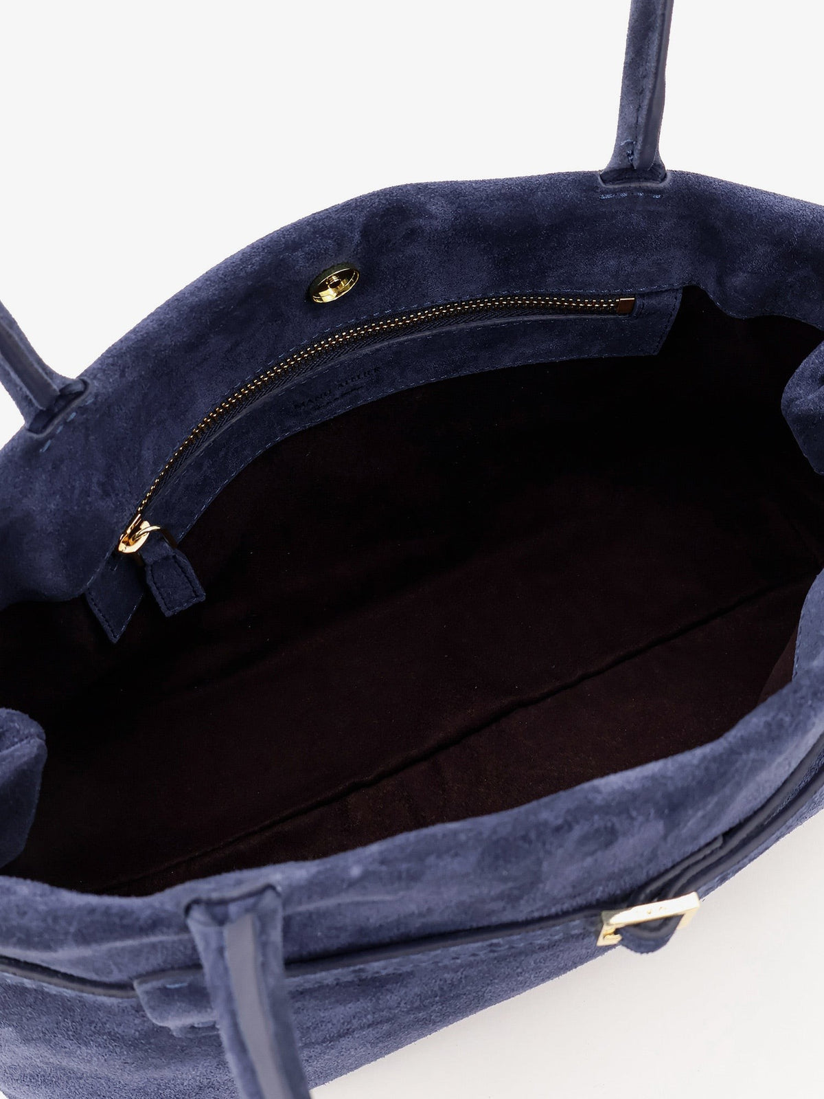 Manu Atelier Women's Le Cambon East West Suede Shoulder Bag Blue, view 4