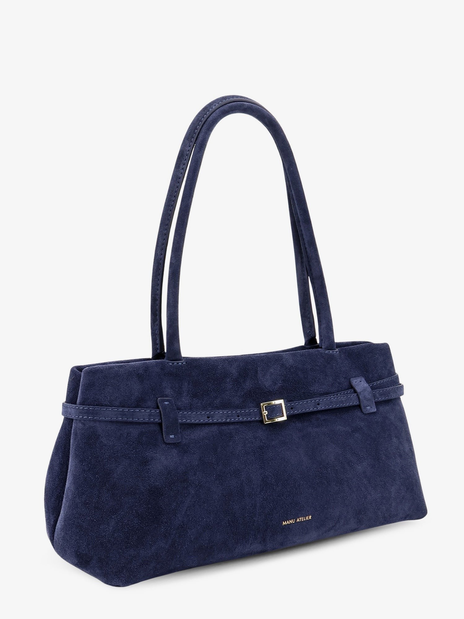 Manu Atelier Women's Le Cambon East West Suede Shoulder Bag Blue