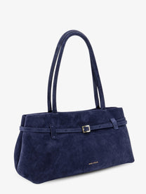Manu Atelier Women's Le Cambon East West Suede Shoulder Bag Blue